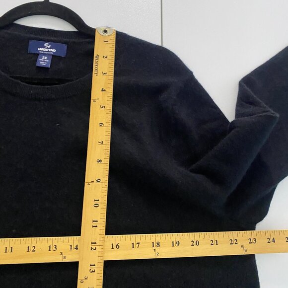 Lands End 100% Cashmere Crew Neck Sweater Size 2X Black Long Sleeve Womens - Picture 7 of 9